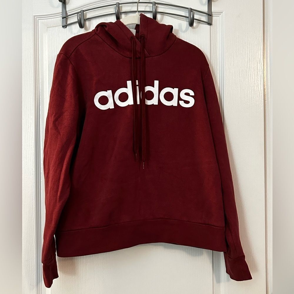Women's Burgundy Adidas Hoodie‎ women's 1X sweatshirt plus size athleisure cozy